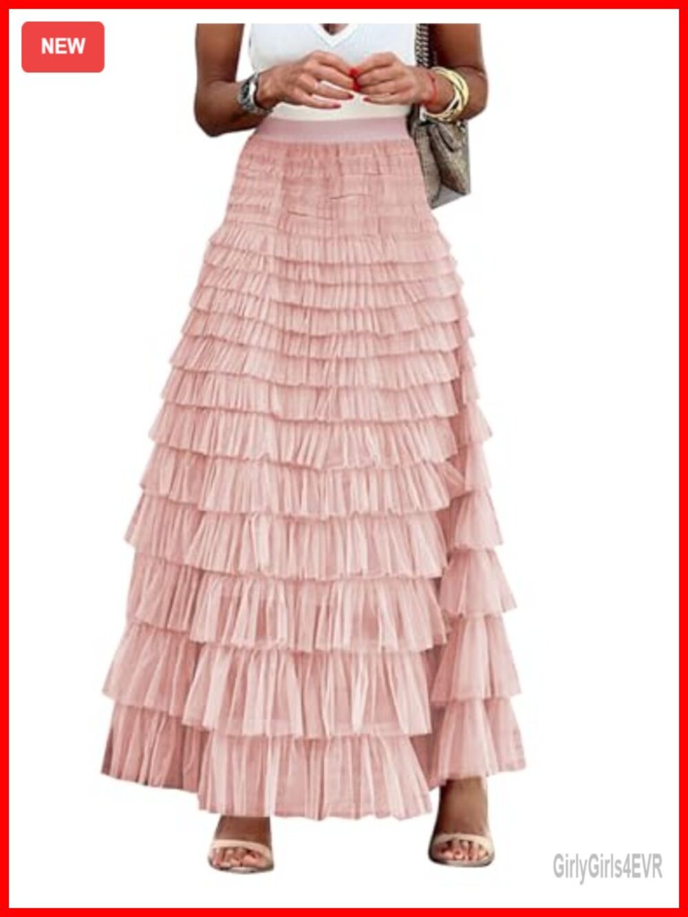 Women's Long Maxi Tiered Tulle Skirt A-Line Ruffle Layered Fairy Skirt